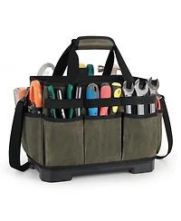 Xdovet Waxed Canvas Tool Bag Hard Bottom 8 Pockets