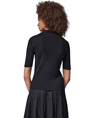 Donna Karan Weekend Women's Elbow-Sleeve Ribbed Button-Front Sweater