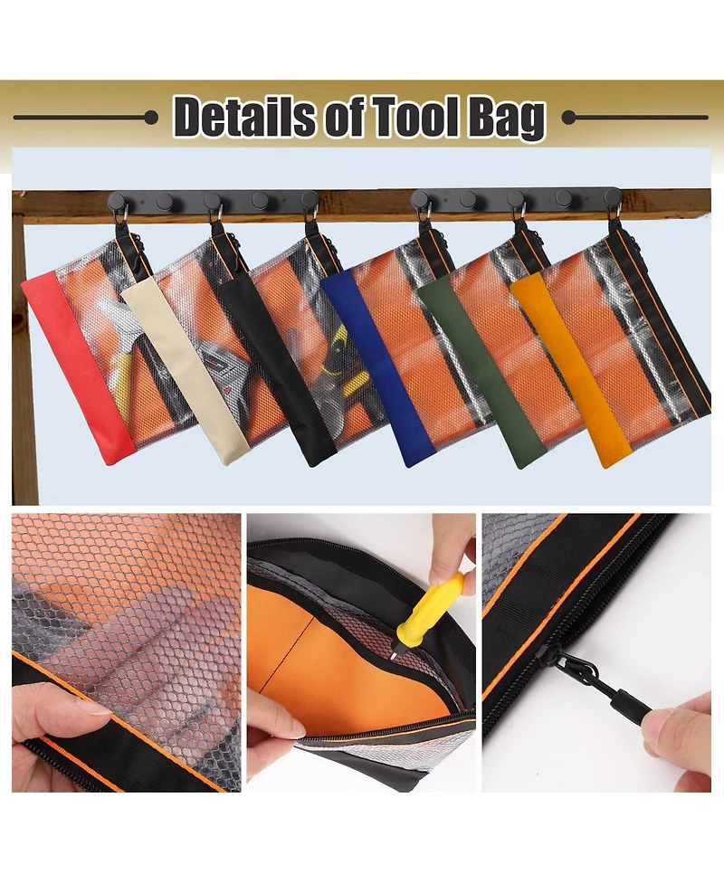 Xdovet Tool Pouch Bags Zipper Mesh Window 6pcs