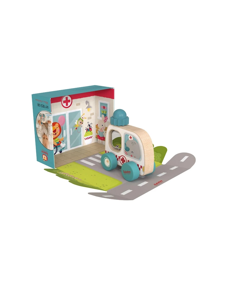 Bababoo and friends Wilma Whale Ambulance Wooden Toy Vehicle with Rotating Blue Light