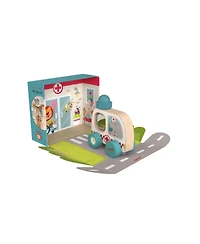 Bababoo and friends Wilma Whale Ambulance Wooden Toy Vehicle with Rotating Blue Light