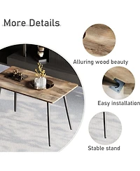 Streamdale Furniture 47 Inch Modern Wood Dining or Desk Table, Metal Legs