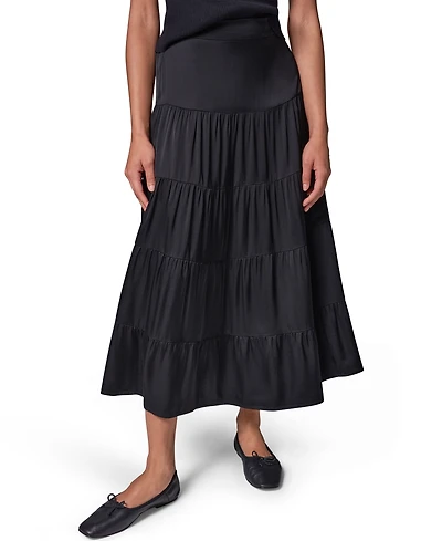 Donna Karan Weekend Women's Satin Midi Tiered Skirt