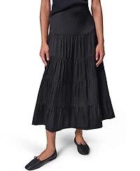 Donna Karan Weekend Women's Satin Midi Tiered Skirt