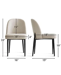Maison Boucle Modern Upholstered Dining Chair, Kitchen Linen-Blend Upholstery, Comfy Curved Back, Thick Seat Cushion, Metal Legs