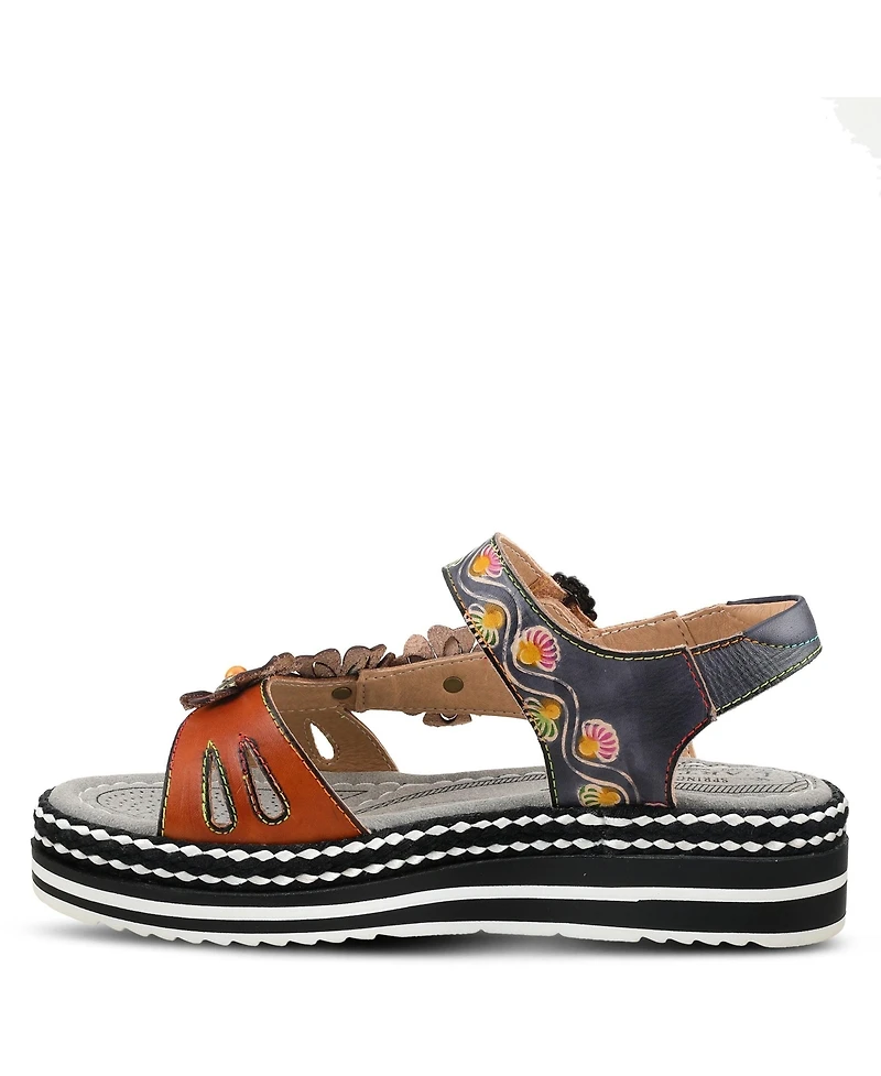 L'Artiste Women's Laga Platform Sandal with Hand-Painted Leather