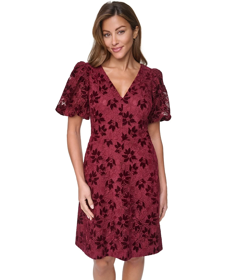 Eliza J Women's V-Neck Puff Sleeve A-Line Dress