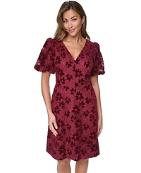 Eliza J Women's V-Neck Puff Sleeve A-Line Dress