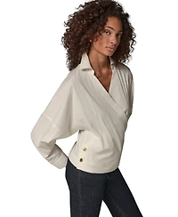 Donna Karan Weekend Women's Pinstripe Poplin Long-Sleeve Blouse