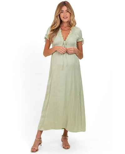 Pinkblush Women's Sage Satin Lace Detail Maxi Dress