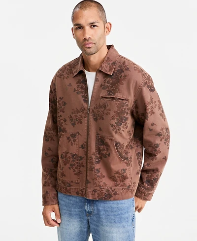 Sun + Stone Men's Floral Canvas Chore Jacket, Macy's Exclusive