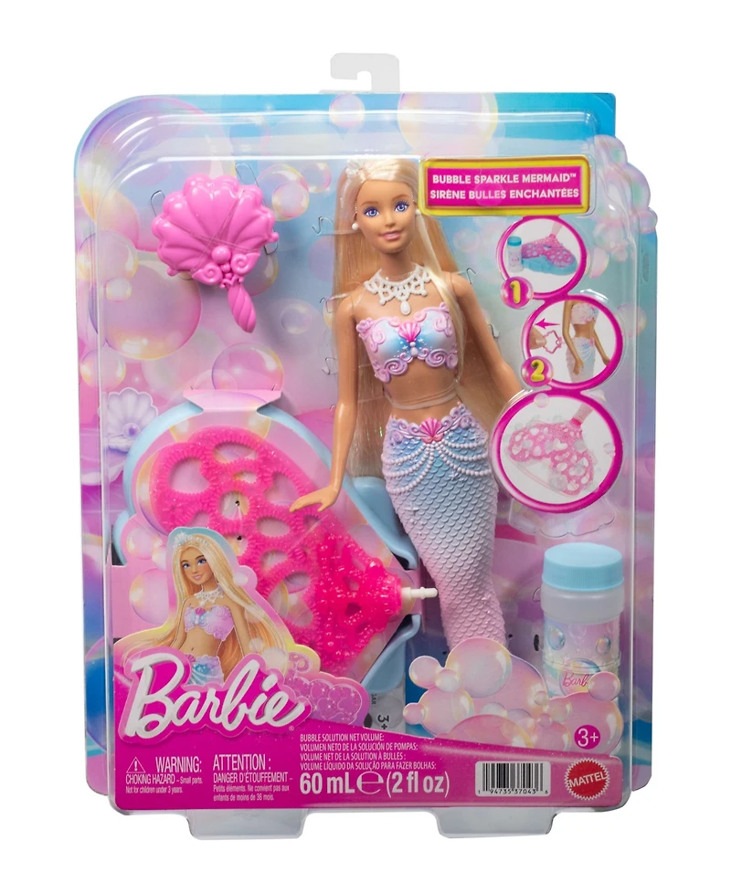 Barbie Bubble Sparkle Mermaid Doll with Bubble-Making Feature