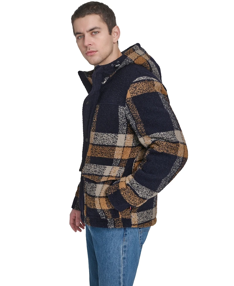 Levi's Men's Wool Blend Plaid Hooded Jacket