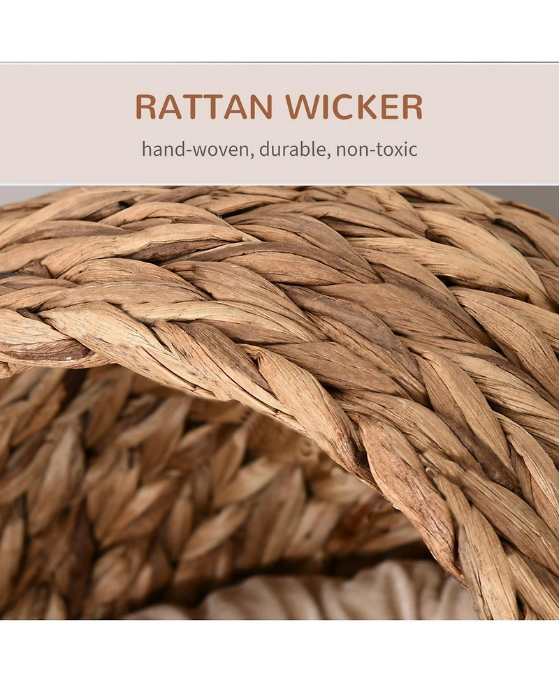Ruie Hand-Woven Elevated Cat Bed Egg Chair House with Cushion and Stand