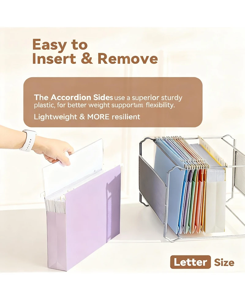 Danrong Plastic Extra Capacity Hanging File Folders Expanding Pocket Heavy Duty Filing Cabinet Tabs Letter Pack