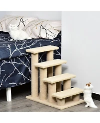 Ruie 25 in 4 Step Carpeted Cat Stairs with Sisal Scratching Posts