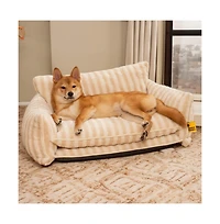 FunnyFuzzy Striped Faux Lambswool Double Layer Pet Sofa Bed