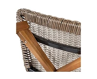 sumyeg Lymington Outdoor Bar Stool Set of 2, Teak Finished Wood with Wicker Seat