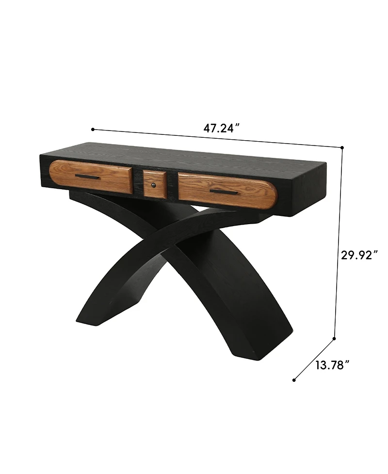 Clihome 47.2 Inch Modern Accent Table Console Table, Mdf Entryway Table with X-Shaped Legs and Drawer