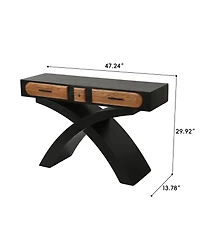 Clihome 47.2 Inch Modern Accent Table Console Table, Mdf Entryway Table with X-Shaped Legs and Drawer