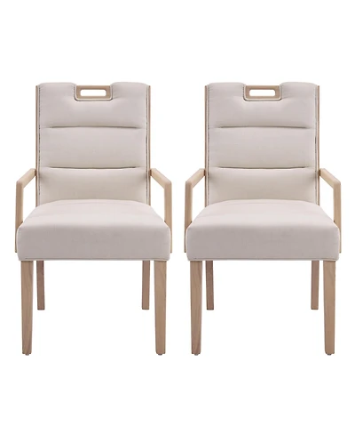 Boyel Living 2-Piece Modern Dining Chairs with Arms, Fabric and Rubberwood Frame, Upholstered Kitchen Chairs