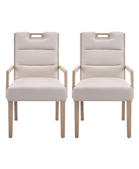 Boyel Living 2-Piece Modern Dining Chairs with Arms, Fabric and Rubberwood Frame, Upholstered Kitchen Chairs