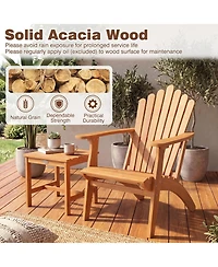 Gymax Adirondack Chair with Slatted Backrest and Seat Built-in Armrests for Backyard