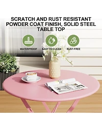 homfan Folding Bistro Set, Outdoor Patio Table and Chairs Set Metal Frame Space Saving Design for Balcony, Garden, Camping