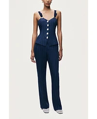 Nocturne Women's Pinstripe Wide Leg Trousers