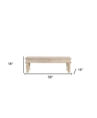 HomeRoots 58" Floral Distressed Solid Wood Dining Bench