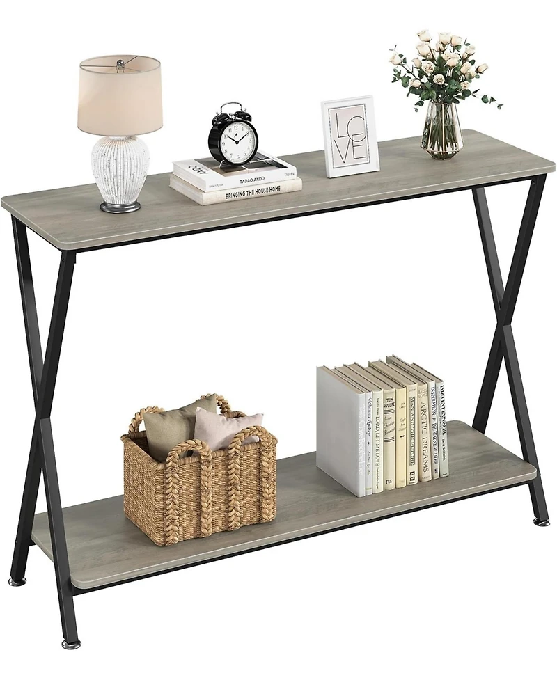 homfan 41" Narrow 2-Tier Console Table with Storage Shelf, Behind Couch Entryway Table
