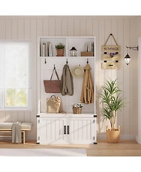 homfan 3-in-1 Hall Tree with Bench and Shoe Storage,Entryway Coat Rack with 5 Hooks