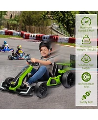 homfan 24V Go Kart, Dual 150W/300W Motors, Adjustable Seat, Drift and Sport Modes, Big Battery, Eva Tires, Led Lights, Up to 8mph