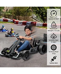homfan 24V Electric Go-Kart with Dual Motors, 8 Mph Speed & Adjustable Seat, Ages 5-14
