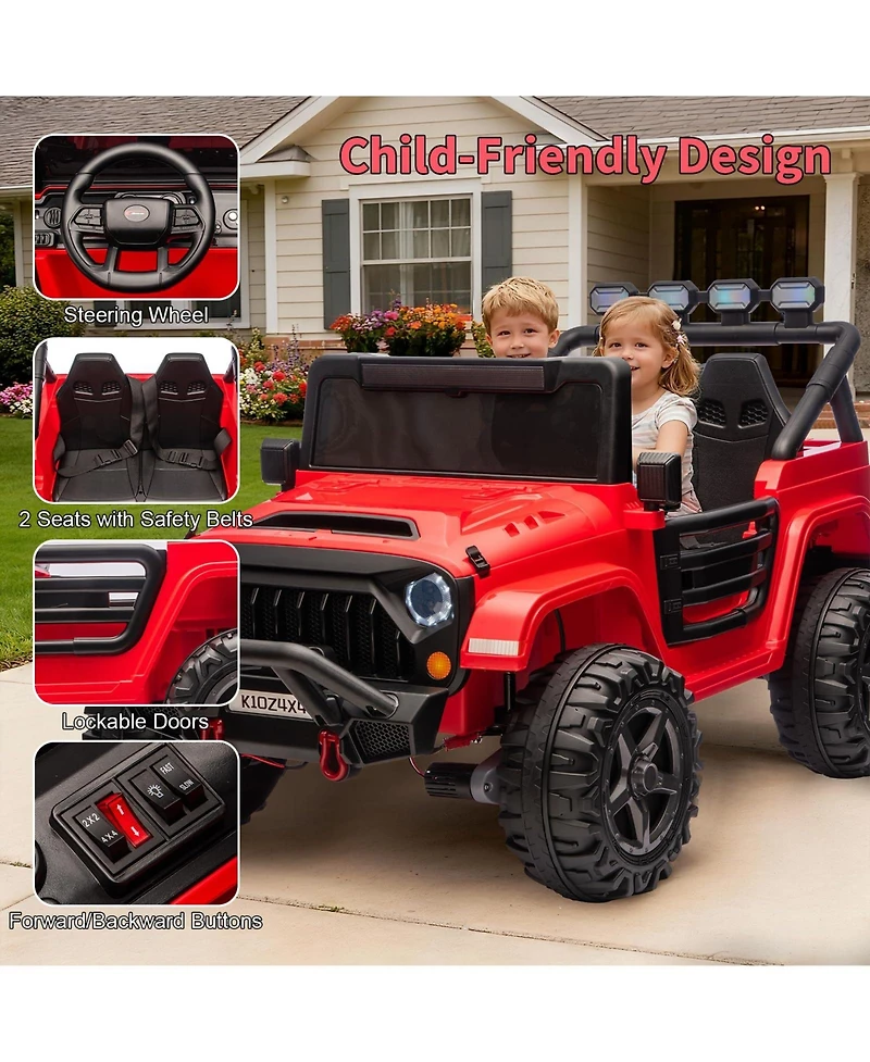 homfan 24V 2-Seater Electric Ride-On Truck with Remote Control, Fits 2, Ages 3–8