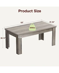 homfan 63-Inch Rectangular Farmhouse Dining Table for 4-6, 1.18" Thick Tabletop