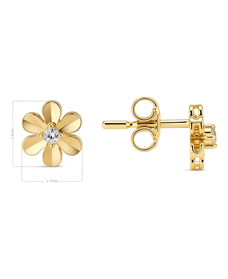 Devata Daisy Flower Stud Earrings in 14K Gold