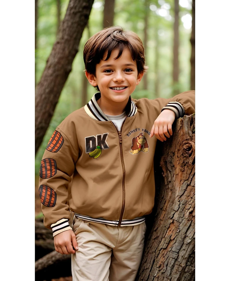 Mario Donkey Kong Big Boys Long Sleeve Zip Up Bomber Jacket