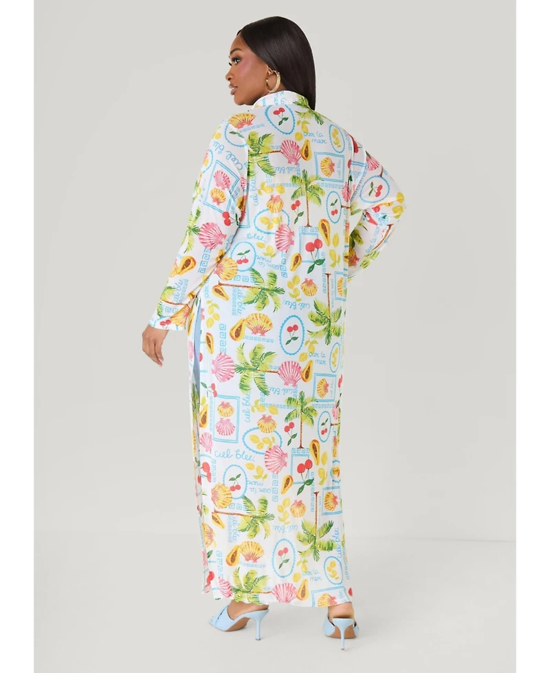 Ashley Stewart Women's Summer Print Mesh Duster