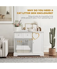 Ruie Cat Litter Box Enclosure Furniture with Drawers Storage and Anti Tip Kit