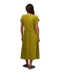 Celtic & Co. Women's V-Neck Gathered-Waist Striped Midi Dress
