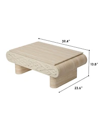 Clihome Modern Mdf Wooden Lift Top Side Table with Hidden Storage, Open Shelf and Drawers Coffee Table