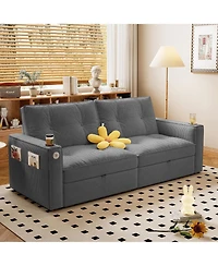 Clihome Modern 2-in-1 Convertible Sofa Bed Corduroy Sleeper with Memory Foam