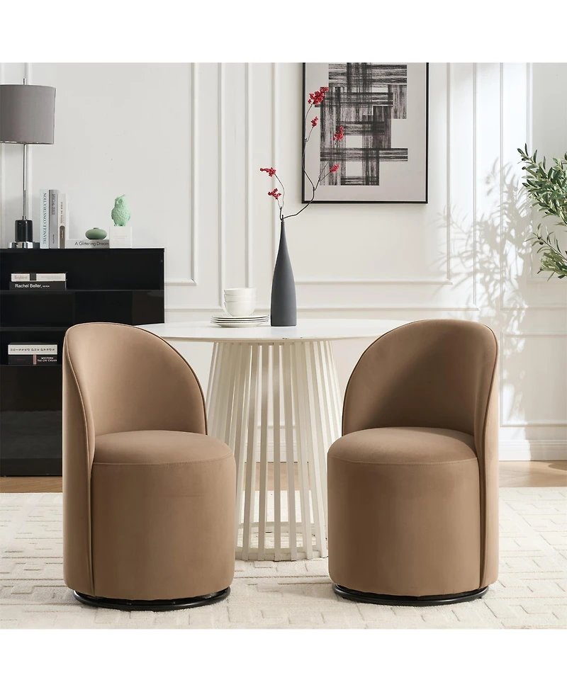 Clihome Modern Velvet Barrel Chair, 360degree(s) Swivel Armless Accent Chair Side