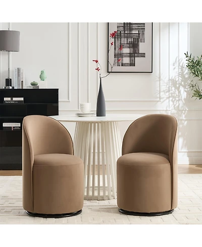 Clihome Modern Velvet Barrel Chair, 360degree(s) Swivel Armless Accent Chair Side