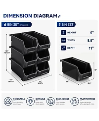 Sorbus Medium Open Front Stackable Kitchen Storage Bin - Pantry and Cabinet Organizer