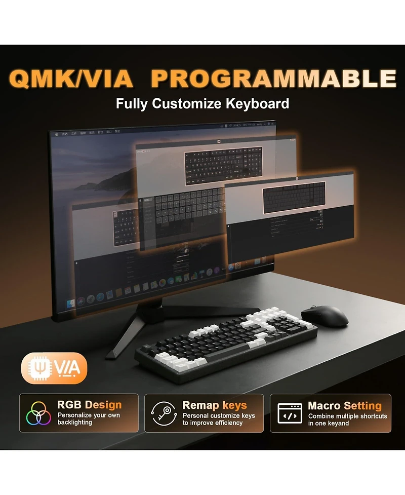 Lisen AL98 Wireless Mechanical Hot-Swappable Keyboard for Pc/Mac