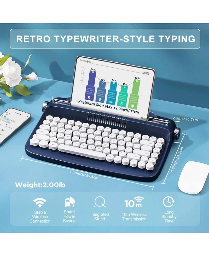 Lisen B303 Wireless Mechanical Compact Keyboard for Bluetooth