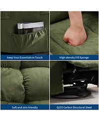 homfan Manual Rocking Recliner with Massage and Heat, Wide Upholstered Chair, High Back, Side Pockets Footrest for Living Room Bedroom