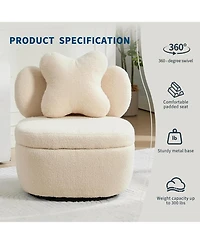 homfan 360degree(s) Rotating Accent Chair Set of 2,Teddy Velvet Armchair, Heart Back Upholstered Sofa with Hidden Storage, for Living Room Bedroom